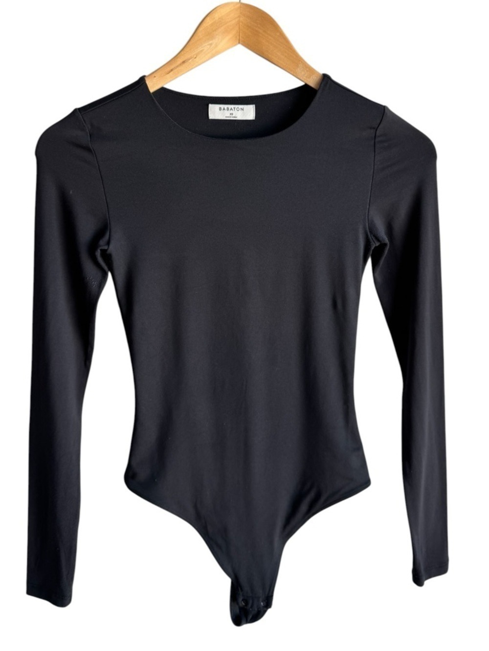 Aritzia Babaton Long Sleeve Bodysuit XS Black Minimalist Stretchy Basic Capsule